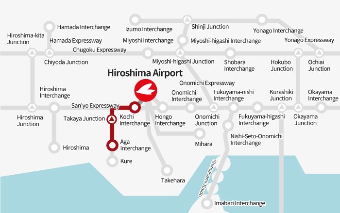 [From Kure] Aga Interchange → Takaya Junction → Kochi Interchange → Hiroshima Airport