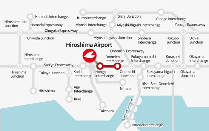 [From Onomichi] Onomichi Interchange → Hongo Interchange → Hiroshima Airport