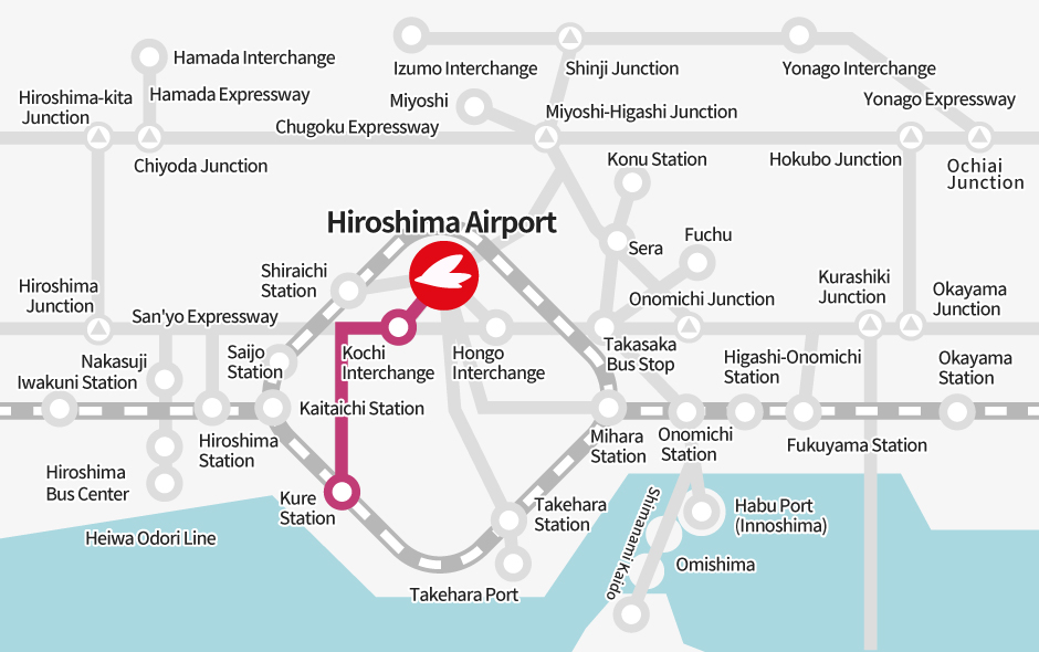 Clayton Bay Hotel / Kure Station → [Bus] → Hiroshima Airport