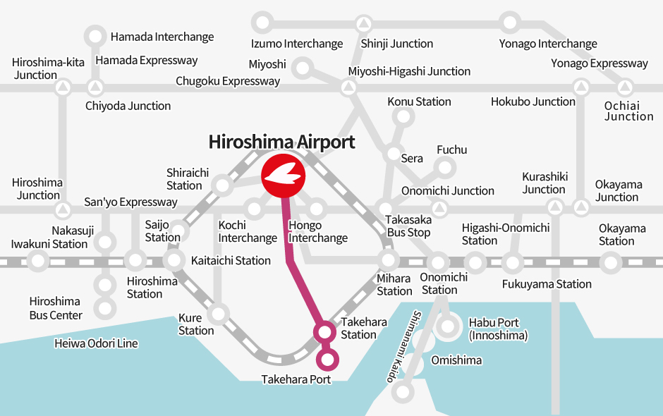 Takehara Port → [Bus] → Hiroshima Airport
