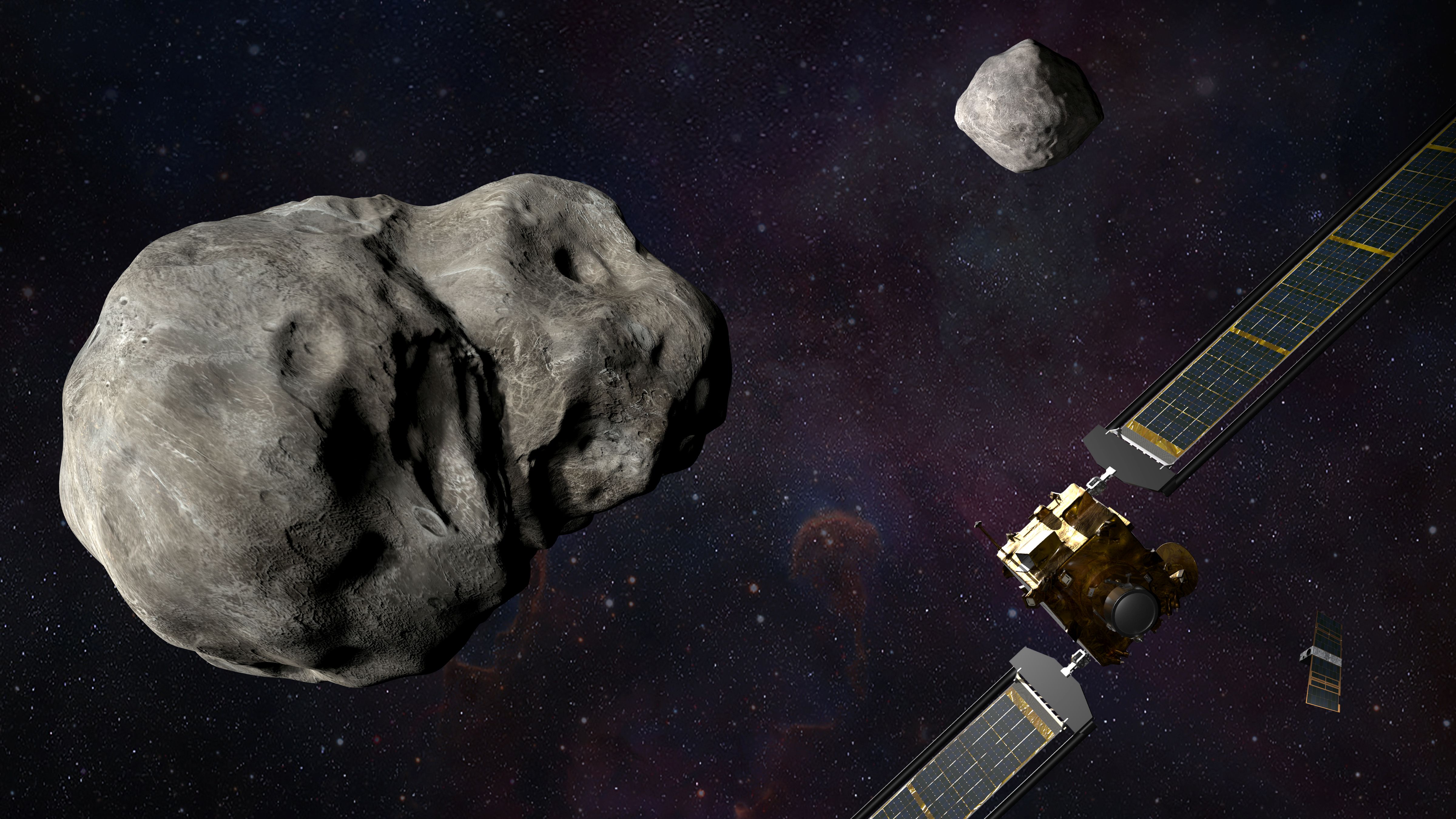 DARTミッション。小惑星に探査機を衝突させ、軌道の変化をしらべる。