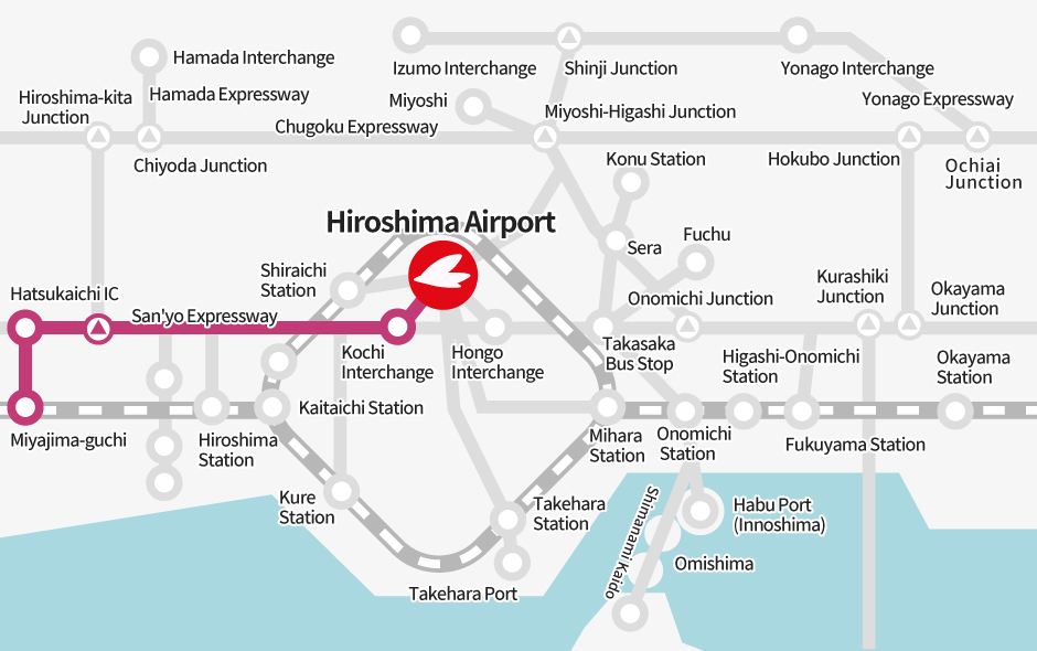 Miyajima-guchi→【Bus】→ Hiroshima Airport